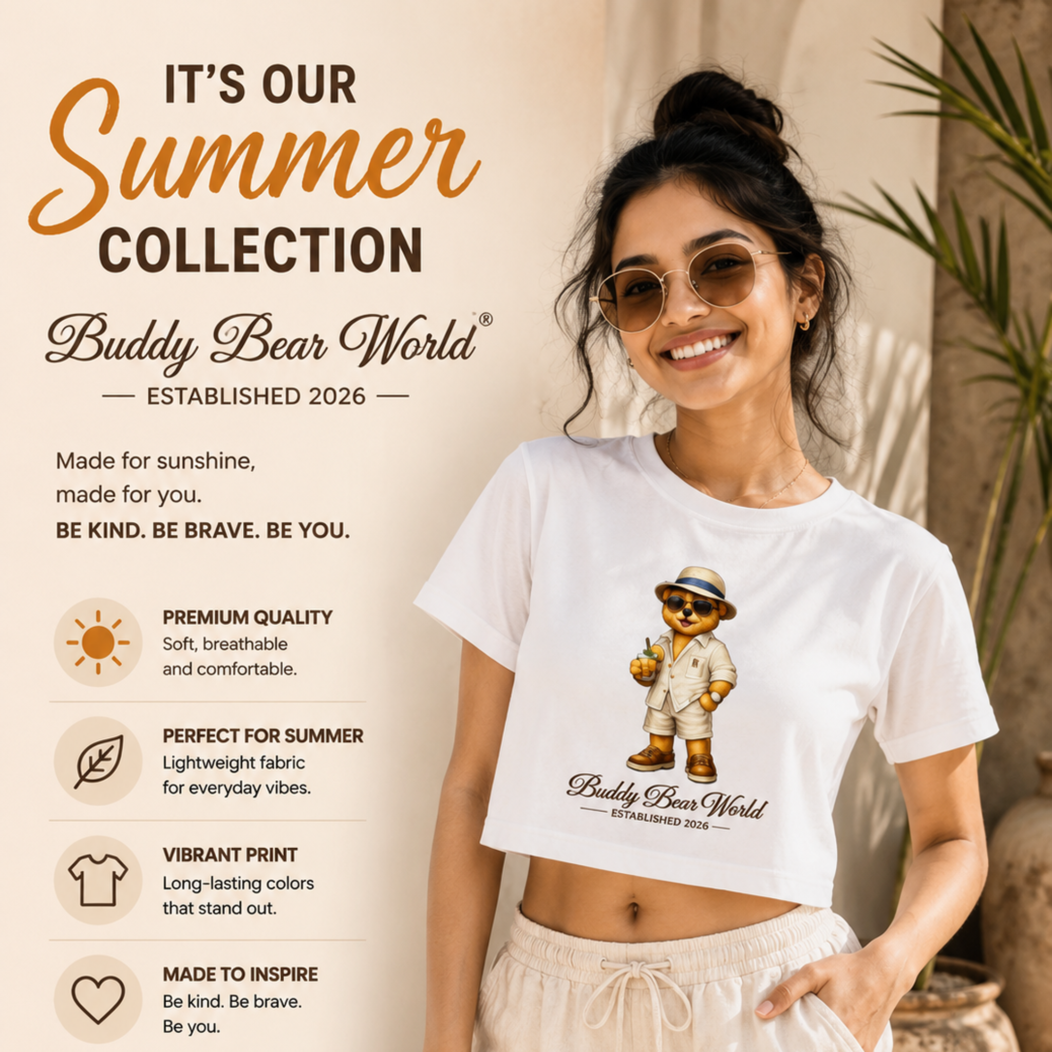 Summer Vibes Crop Top – Women’s Casual Tee